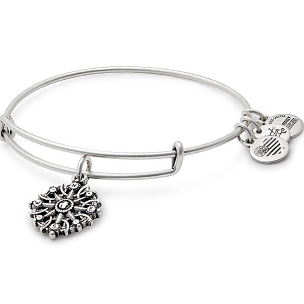Alex and Ani Compass Silver Charm Bangle Bracelet